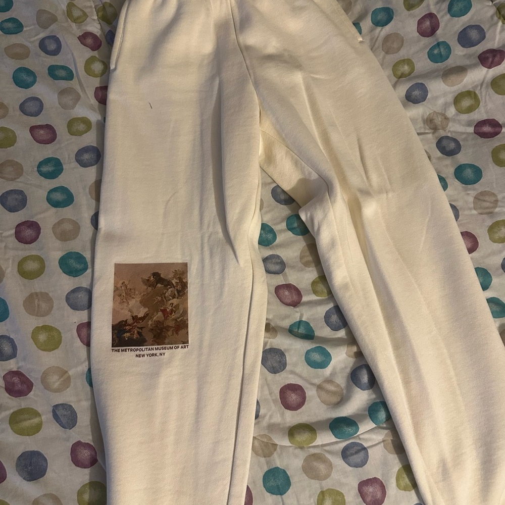 PacSun Cream Joggers with Artistic Design